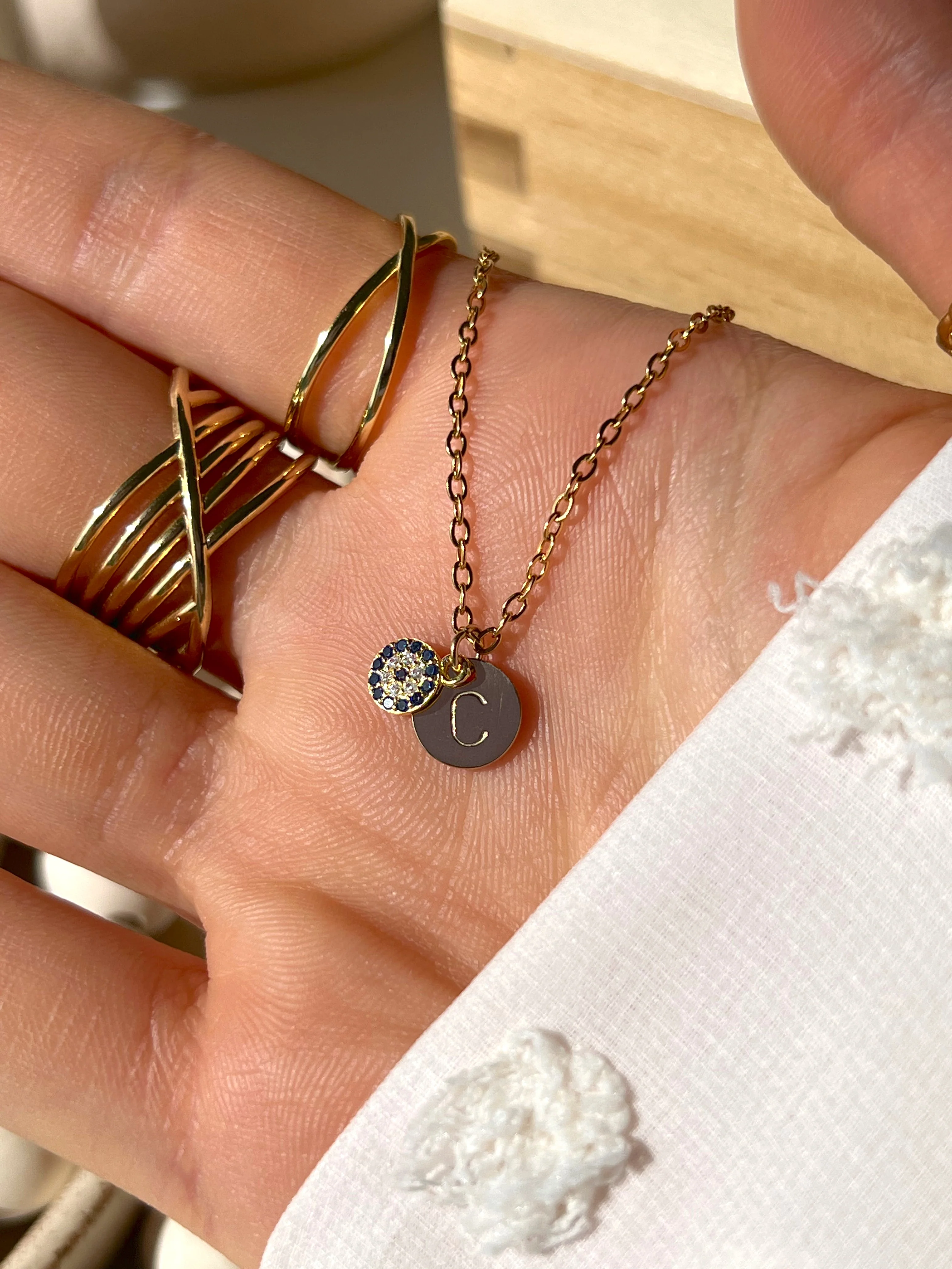 Initial Evil Eye Necklace - Image 4